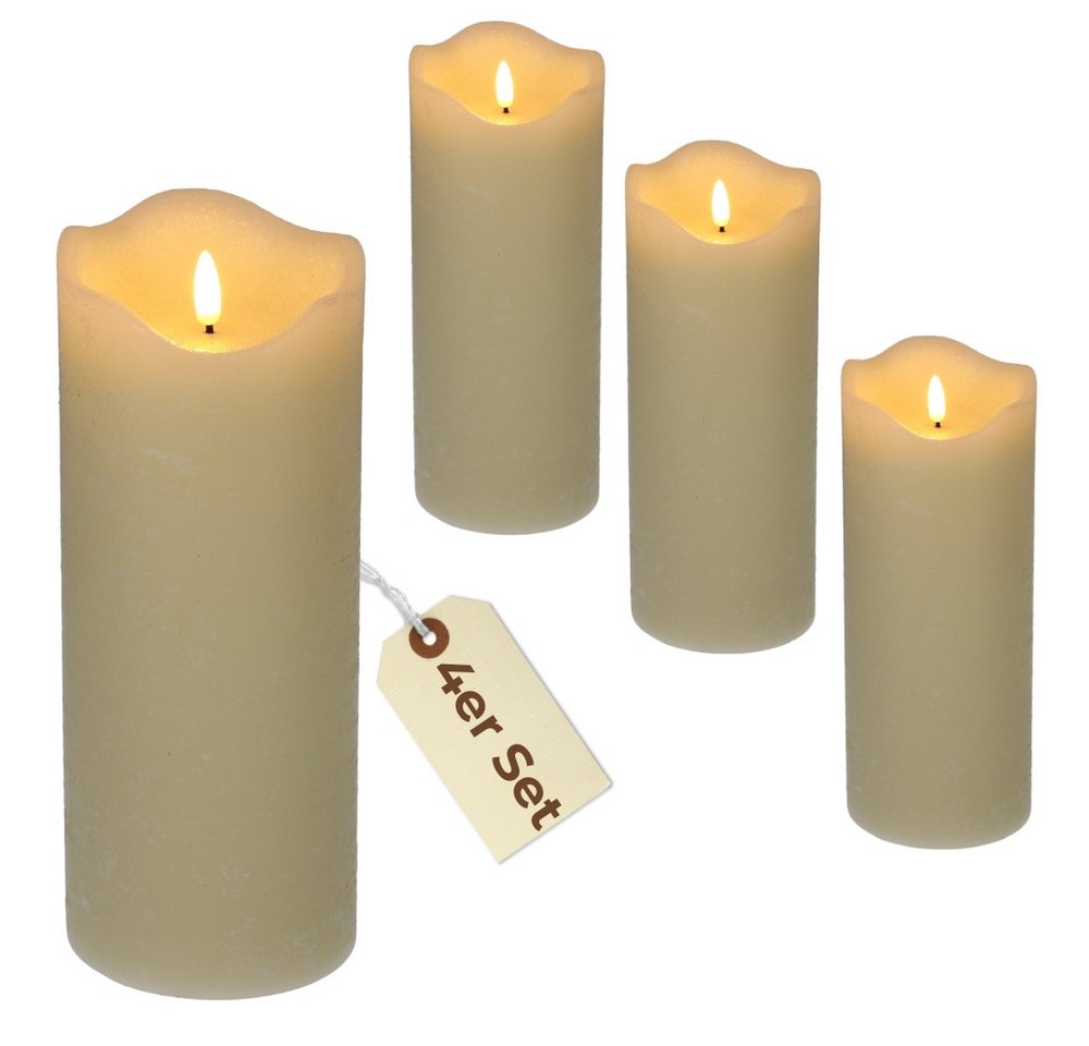 GarPet LED-Kerze 4er Set Echtwachskerzen beweglicher Flamme Timer Led Weiß 10 x 20 cm GarPet LED-Kerze 4er Set Echtwachskerzen beweglicher Flamme Timer Led Weiß 10 x 20 cm von GarPet