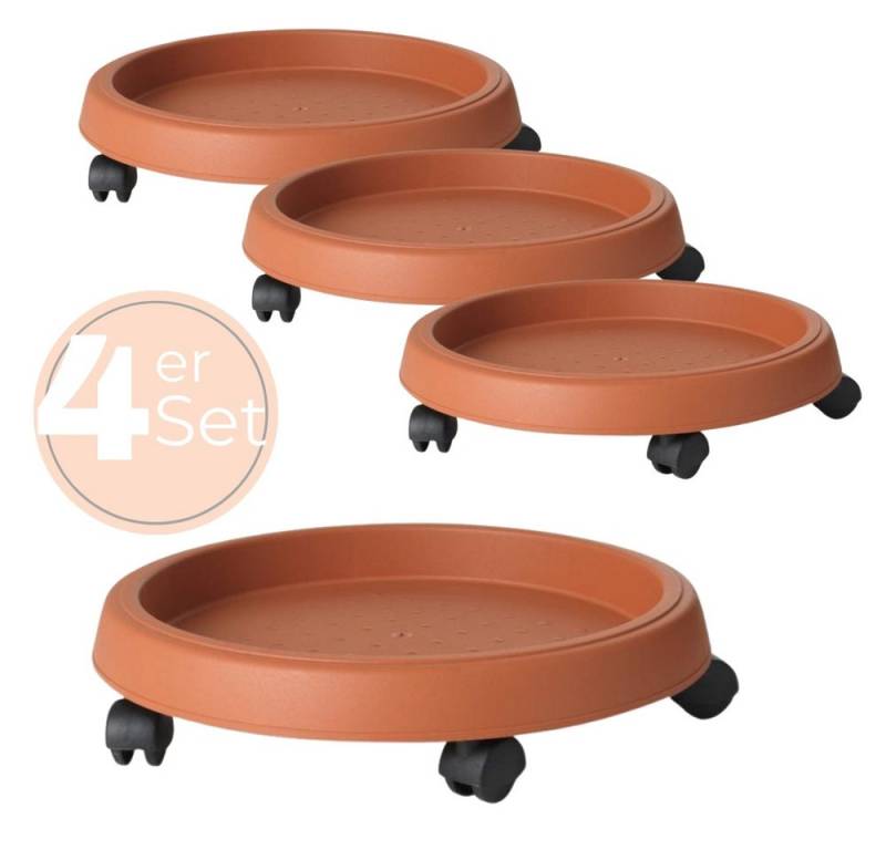 GarPet Pflanzenroller 4x Pflanzen Roller Outdoor Rollbrett Blumen Topf Rund Untersetzer 25cm von GarPet