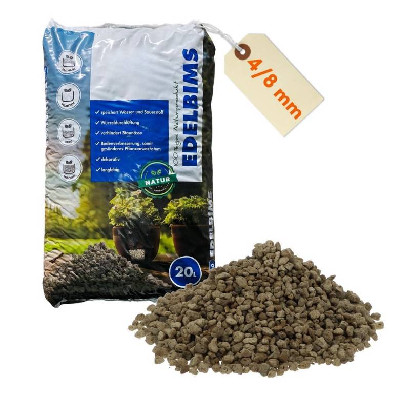 GarPet Pflanzgranulat Edelbims 20L 4/8 mm Natürlicher Bimsstein Bims Kies Drainage Substrat von GarPet