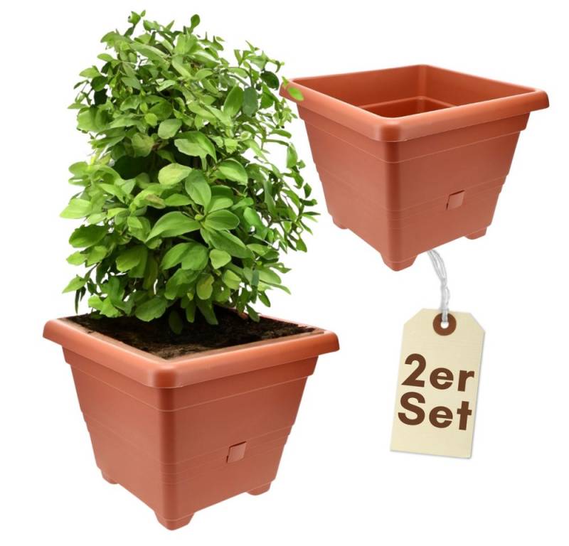 GarPet Pflanzkübel 2er Set Pflanzkübel Rechteckig Blumen Pflanz Topf 35 cm Terrakotta GarPet Pflanzkübel 2er Set Pflanzkübel Rechteckig Blumen Pflanz Topf 35 cm Terrakotta von GarPet