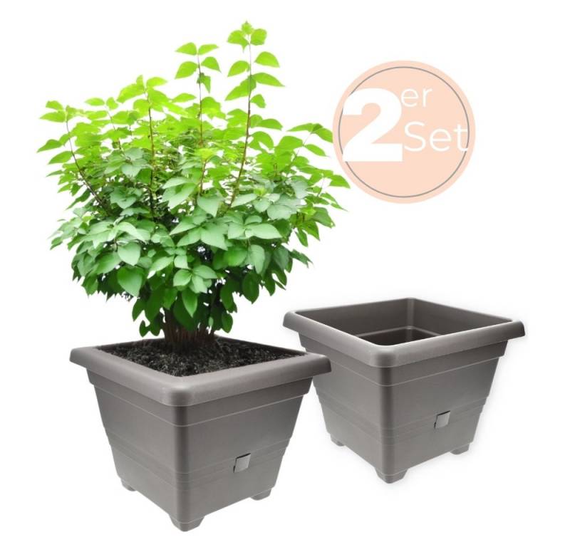 GarPet Pflanzkübel 2x Pflanzkübel Rechteckig Blumen Kübel Pflanz Topf 40 cm Anthrazit von GarPet