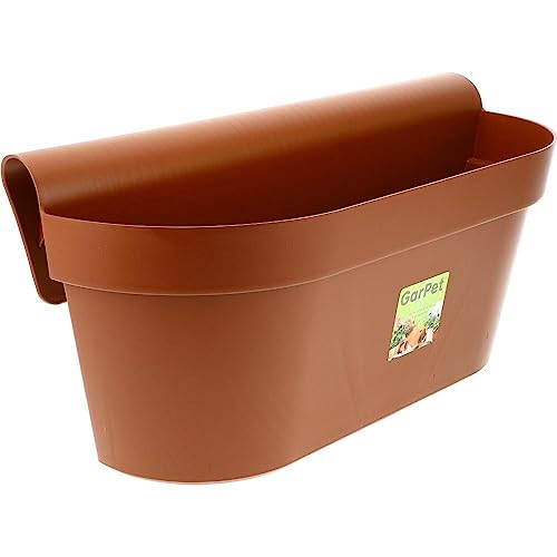 Geländerkasten Balkon mit Wasserspeicher Blumentopf Zaun Blumenkasten Geländer Balkontopf Balkonkasten Terracotta Außenbereich 49 x 21 x 23 (H) cm von GarPet