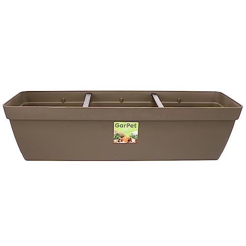 Geländerkasten inkl Halterung Wasserspeicher Balkon Geländer Blumen Kasten 60 cm Taupe von GarPet