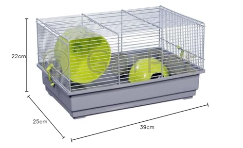 GarPet Hamsterkäfig Nagerkäfig Mäusekäfig mit Haus Laufrad Käfig Farbwahl (grau) von GarPet