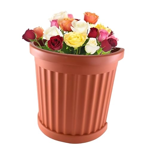 Pflanzkübel Halbrund direkt an der Wand Pflanzkübel Groß Außen Blumenkübel Outdoor Pflanztopf Pflanzkasten Blumentopf Farbe Terracotta von GarPet