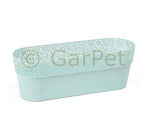 Übertopf Blumentopf Pflanz Balkon Kasten Topf Halterung Geländer Orchideen Minze 380 oval von GarPet