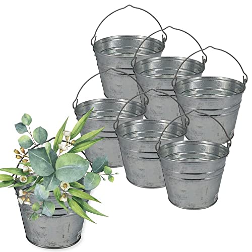 Zinkeimer Blecheimer verzinkt Wassereimer Metall Deko Asche Pflanzen Eimer 5 Liter 3 St. von GarPet