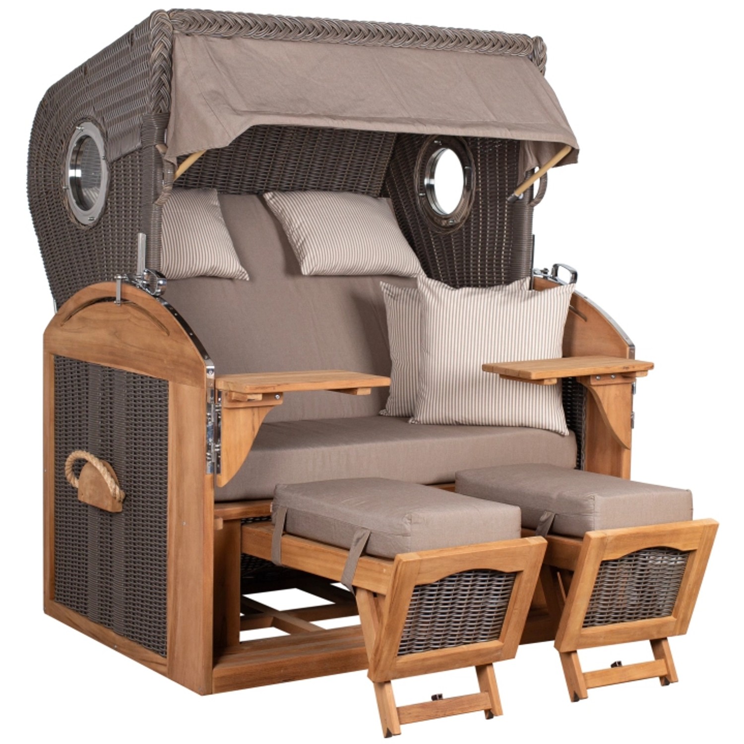 GarWoh Strandkorb Horum XL Teak PE Grey Dessin 534 GarWoh Strandkorb Horum XL Teak PE Grey Dessin 534 von GarWoh