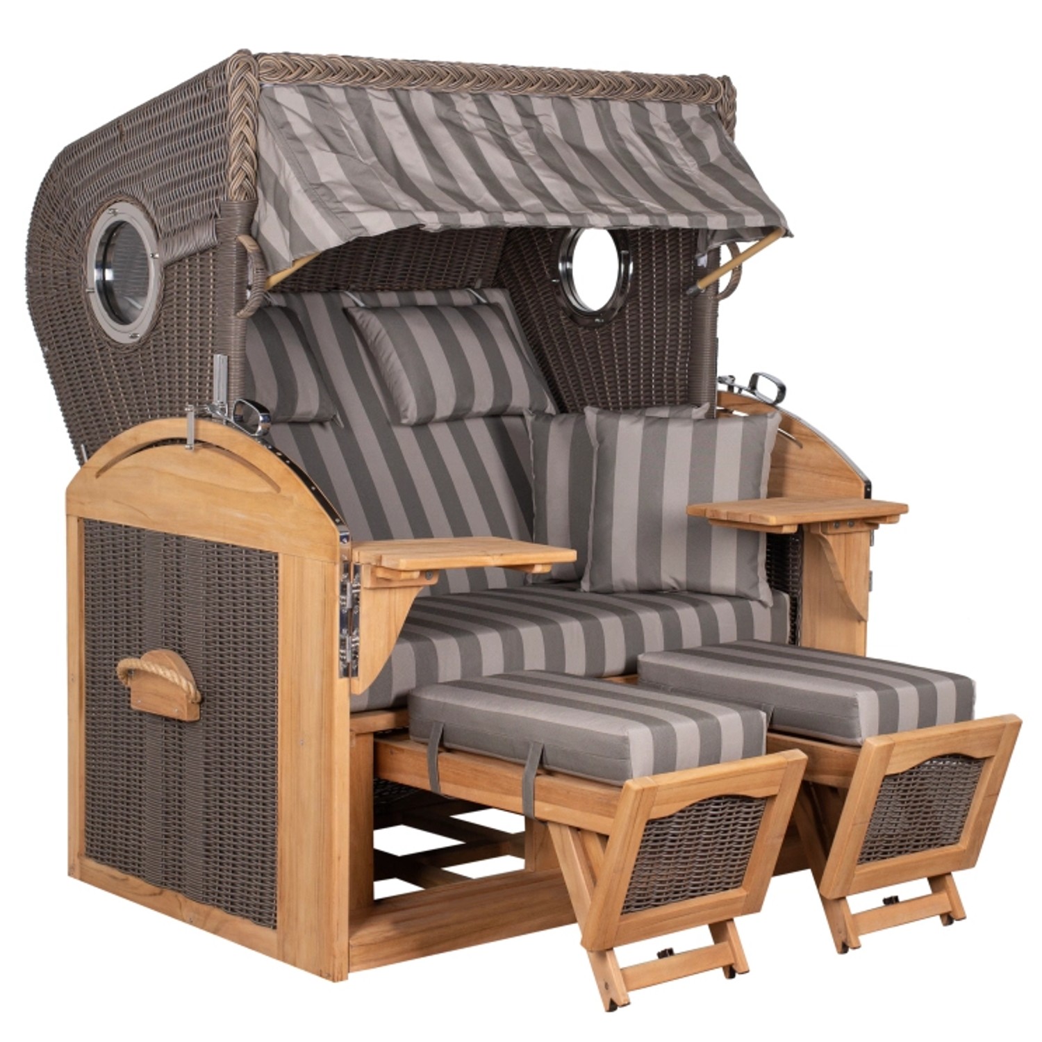 GarWoh Strandkorb Horum XL Teak PE Grey Dessin 537 GarWoh Strandkorb Horum XL Teak PE Grey Dessin 537 von GarWoh