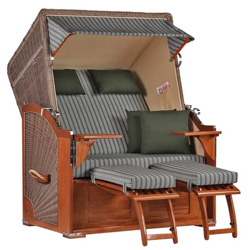 GarWoh Strandkorb Nordstrand Mahagoni PE Grey Dessin 504 von GarWoh