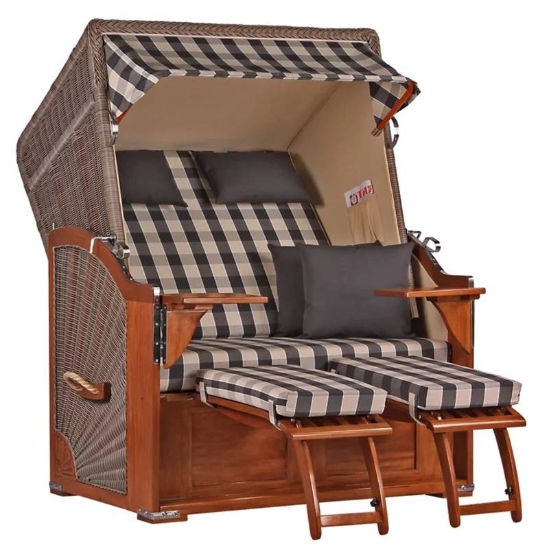 GarWoh Strandkorb Nordstrand Mahagoni PE Grey Dessin 505 von GarWoh