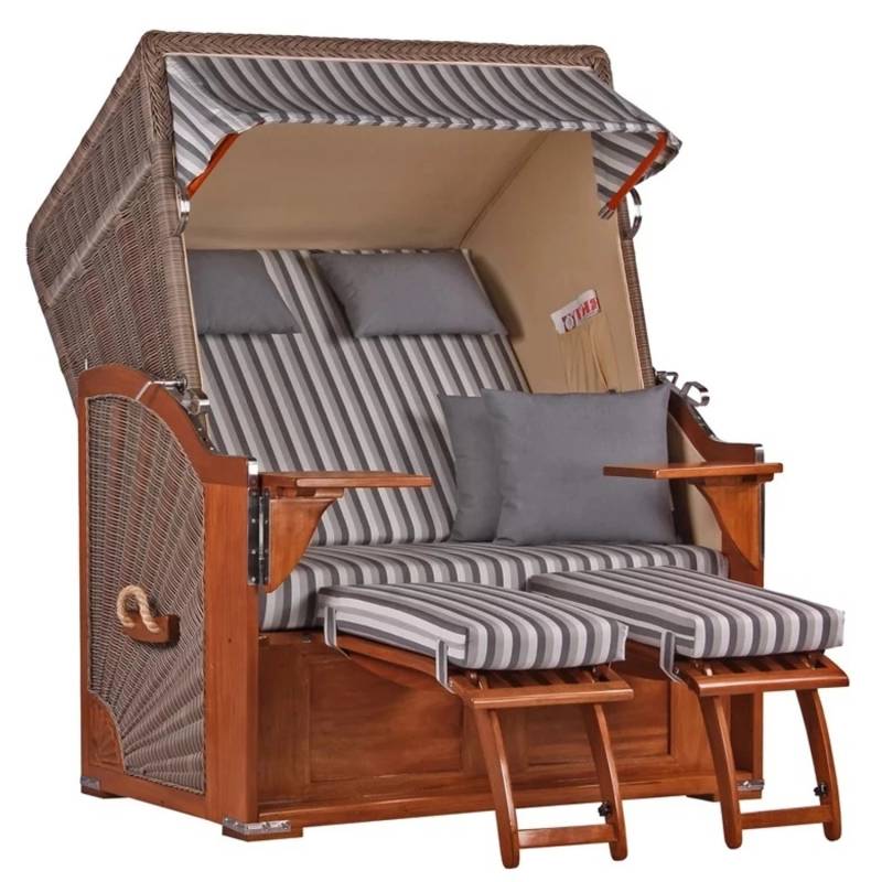 GarWoh Strandkorb Nordstrand Mahagoni PE Grey Dessin 545 von GarWoh