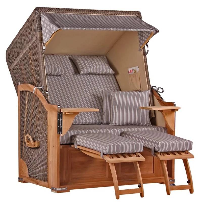 GarWoh Strandkorb Nordstrand Teak PE Grey Dessin 501 von GarWoh
