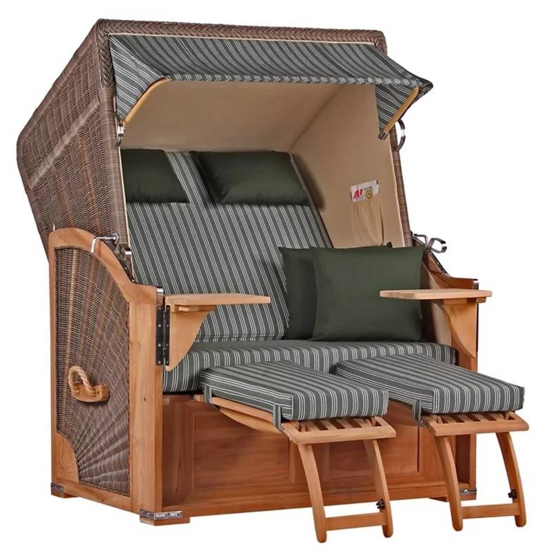 GarWoh Strandkorb Nordstrand Teak PE Grey Dessin 504 von GarWoh