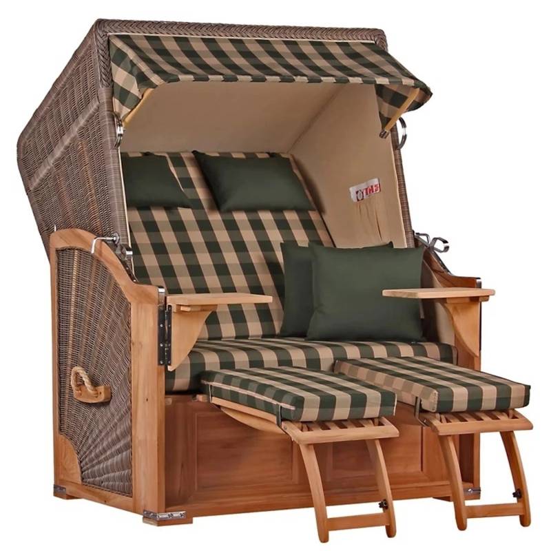 GarWoh Strandkorb Nordstrand Teak PE Grey Dessin 506 von GarWoh
