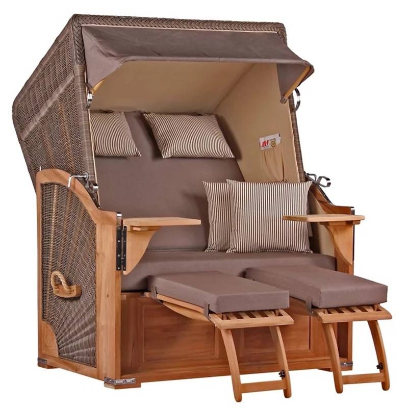 GarWoh Strandkorb Nordstrand Teak PE Grey Dessin 534 von GarWoh