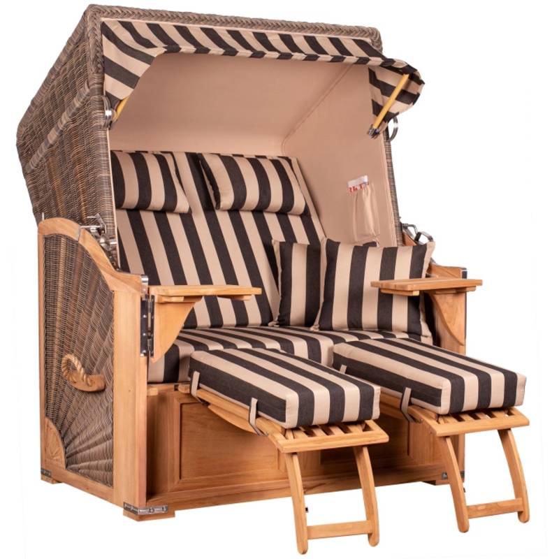 GarWoh Strandkorb Nordstrand Teak PE Grey Dessin 581 von GarWoh