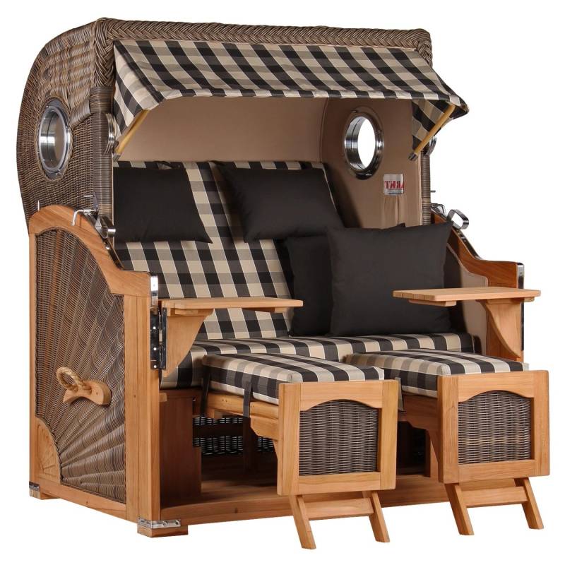 GarWoh Strandkorb Rantum Grande Teak PE Grey Dessin 505 von GarWoh