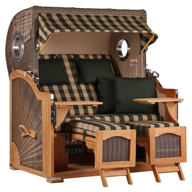 GarWoh Strandkorb Rantum Grande Teak PE Grey Dessin 506 von GarWoh