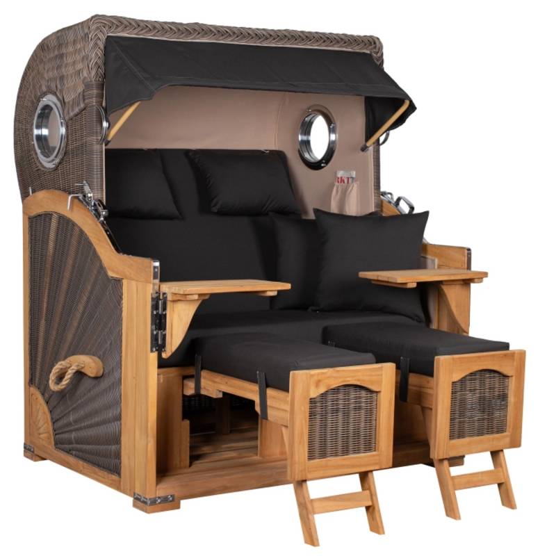 GarWoh Strandkorb Rantum Grande Teak PE Grey Dessin 548 von GarWoh