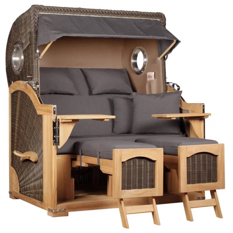 GarWoh Strandkorb Rantum Grande Teak PE Grey Dessin 551 von GarWoh