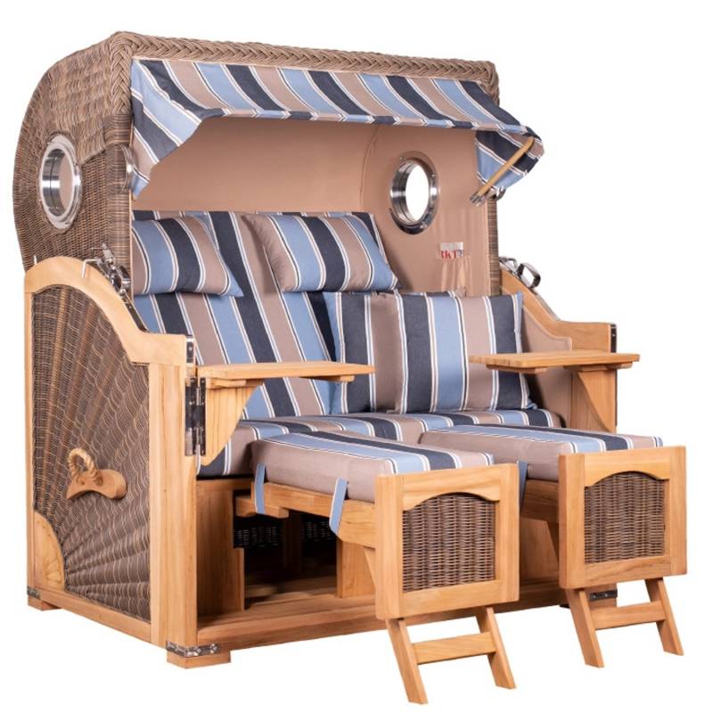GarWoh Strandkorb Rantum Grande Teak PE Grey Dessin 580 von GarWoh
