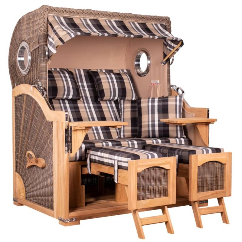 GarWoh Strandkorb Rantum Grande Teak PE Grey Dessin 583 von GarWoh