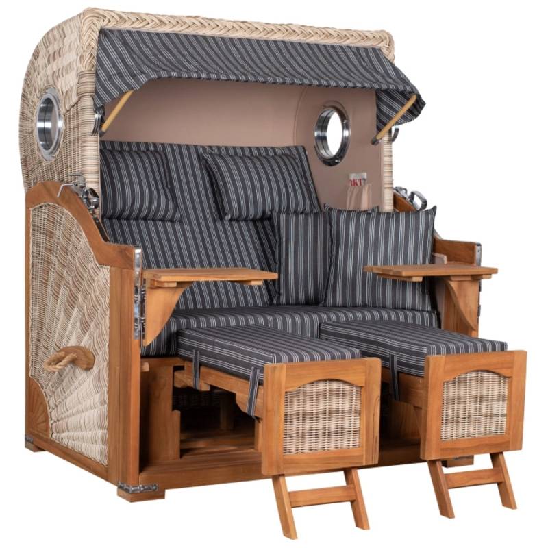 GarWoh Strandkorb Rantum Grande Teak PE Shell Dessin 500 von GarWoh