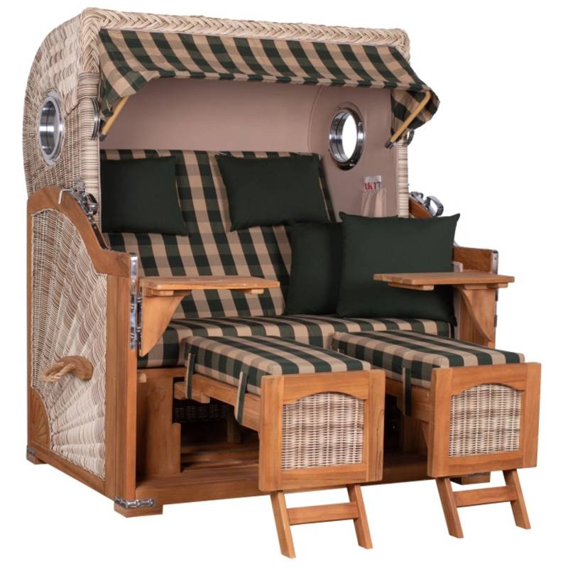 GarWoh Strandkorb Rantum Grande Teak PE Shell Dessin 506 von GarWoh