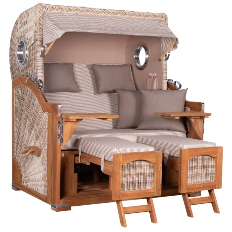 GarWoh Strandkorb Rantum Grande Teak PE Shell Dessin 510 von GarWoh