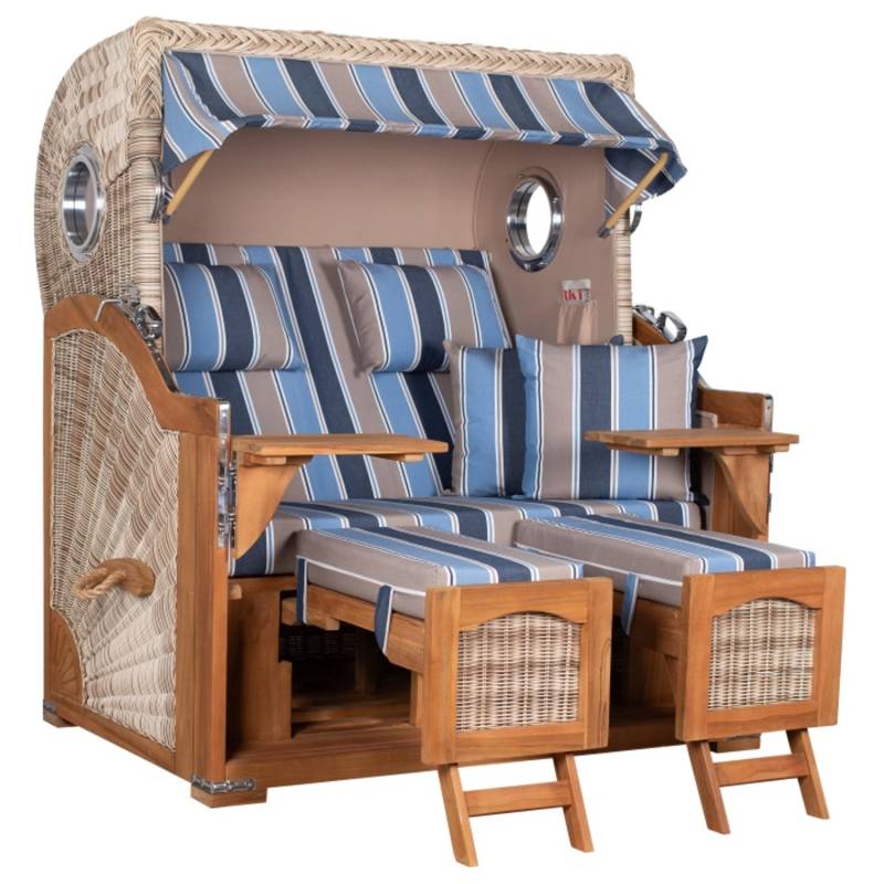 GarWoh Strandkorb Rantum Grande Teak PE Shell Dessin 580 von GarWoh