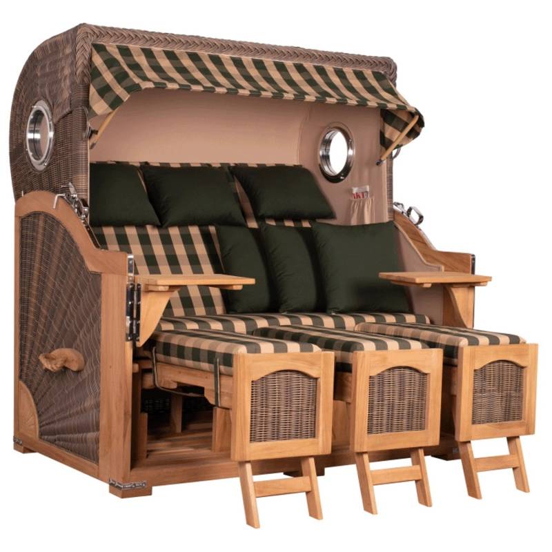 GarWoh Strandkorb Rantum Grande XXL Teak Bullauge PE Grey Dessin 506 von GarWoh
