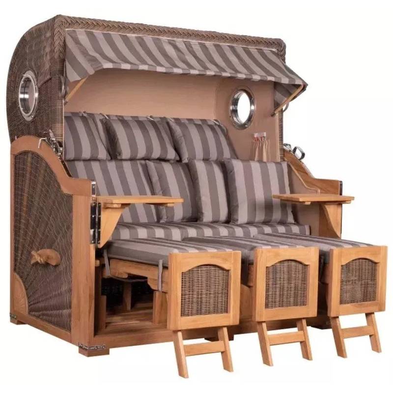 GarWoh Strandkorb Rantum Grande XXL Teak Bullauge PE Grey Dessin 537 GarWoh Strandkorb Rantum Grande XXL Teak Bullauge PE Grey Dessin 537 von GarWoh