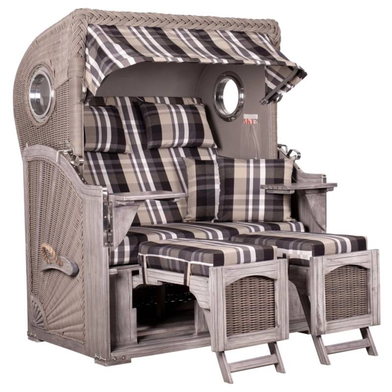 GarWoh Strandkorb Rantum Mahagoni Washed Grey PE Koboo Grey Dessin 583 GarWoh Strandkorb Rantum Mahagoni Washed Grey PE Koboo Grey Dessin 583 von GarWoh