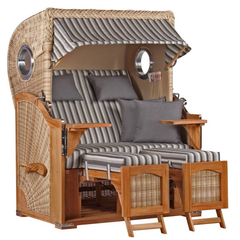 GarWoh Strandkorb Rantum Teak PE Shell Dessin 545 von GarWoh