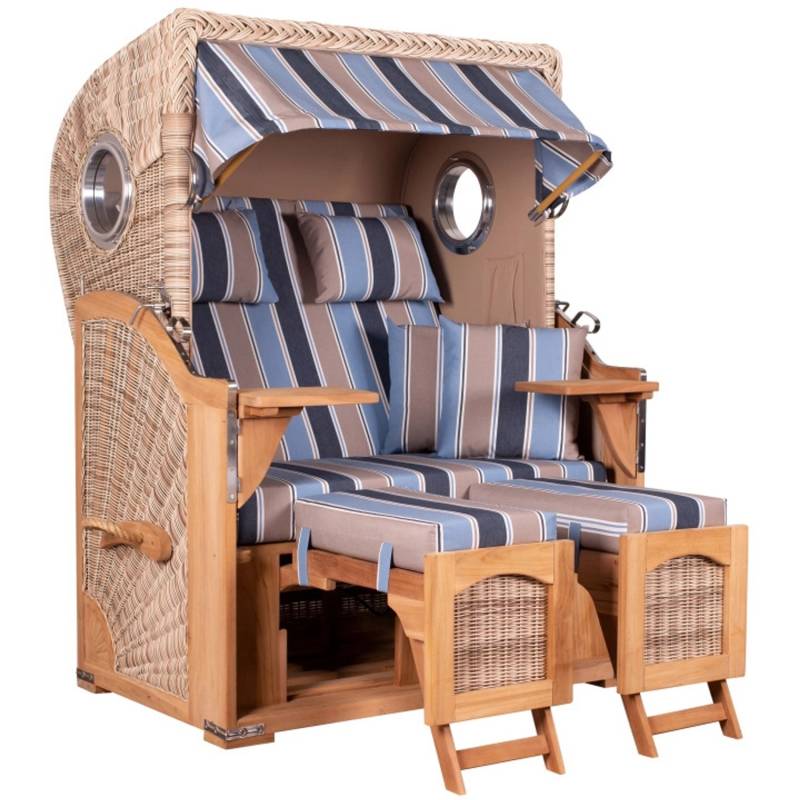 GarWoh Strandkorb Rantum Teak PE Shell Dessin 580 von GarWoh