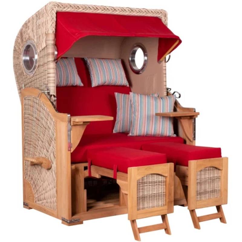 GarWoh Strandkorb Rantum Teak PE Shell Dessin 585 von GarWoh