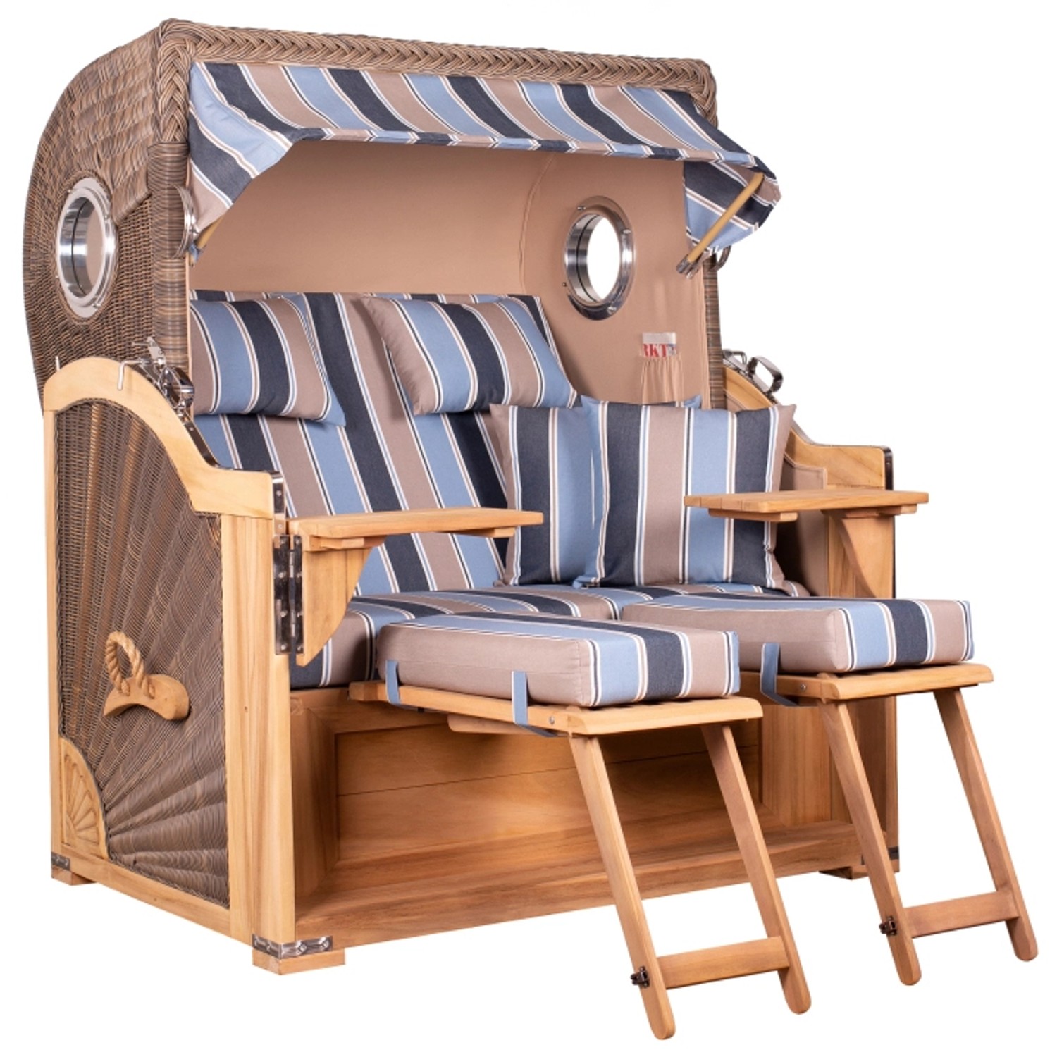 GarWoh Strandkorb Westerland Teak Bullauge PE Grey Dessin 580 GarWoh Strandkorb Westerland Teak Bullauge PE Grey Dessin 580 von GarWoh