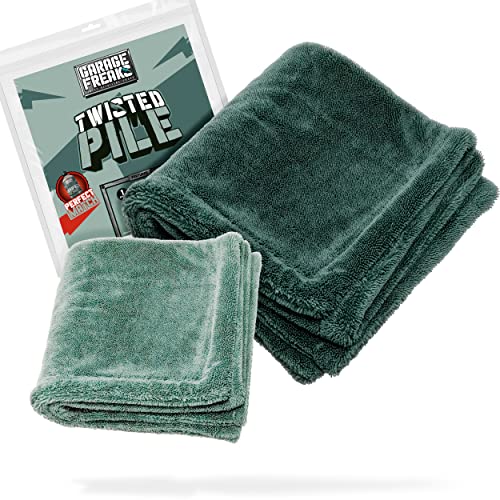 Garage Freaks Auto Trockentuch 2er Set - Twisted Pile Towel - 1x XXL Mikrofasertuch groß 50x80cm, 1x 40x40cm, 1500GSM - Handtuch für effektives und sanftes Trocknen von Garage Freaks