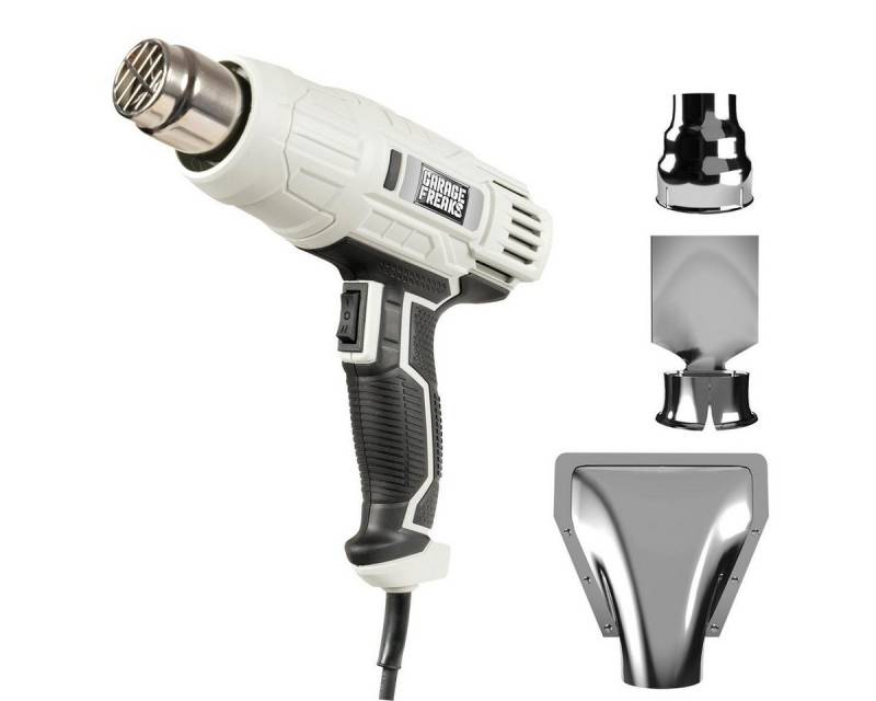 Garage Freaks Heißluftgebläse Heißluftfön Heißluftpistole mit 5 M Kabel, 2 Stufen 350/600° C, 2000 in W, Kabelgebunden mit Zubehör von Garage Freaks