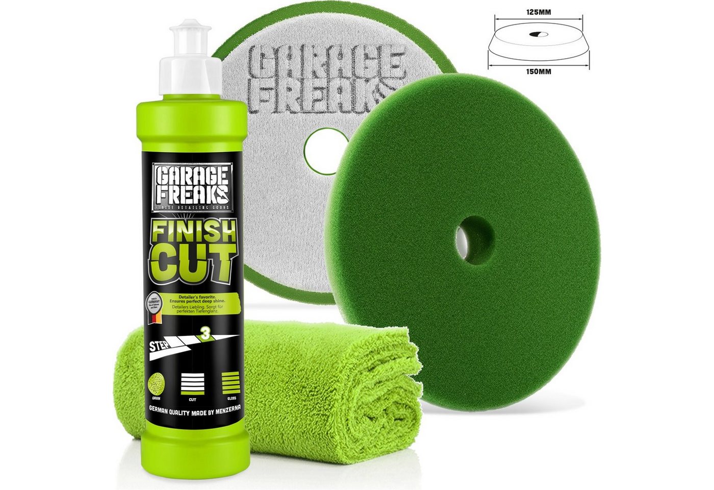 Garage Freaks Politur - Heavy Cut, Medium Cut, Finish Cut, Carnauba Versiegelung Autopolitur (3 St), Auto Polier Set von Garage Freaks