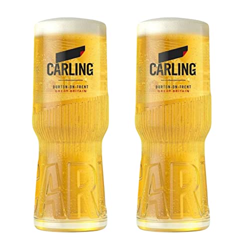 GarageBar Carling-Glas, nukleiertes Bierglas, offizieller Merchandise-Artikel, kommt mit 2 Bier-Tropfmatten (2 x 284 ml) von GarageBar