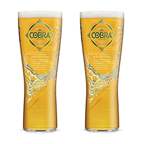 GarageBar | Cobra-Glas | Bierglas | Offizieller Merchandise-Artikel | Kommt mit 2 x Bier-Abtropfmatten (2, Pint/590 ml) von GarageBar