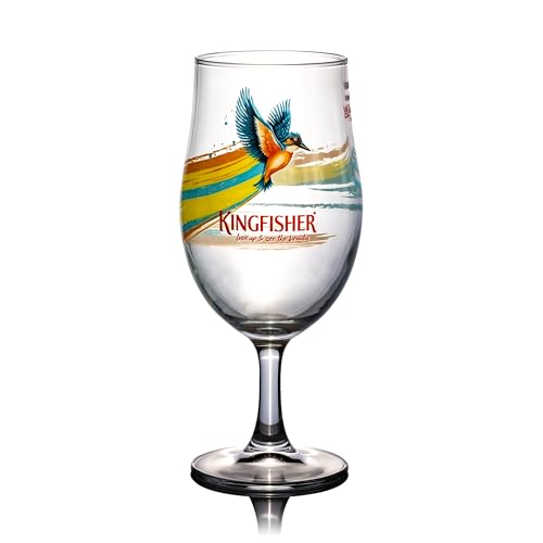 GarageBar Kingfisher Pint Bierglas mit 2 x Biertropfmatten | Pint bis Krempe 590 ml | Offizielles Merchandise-Produkt | 1 Glas von GarageBar