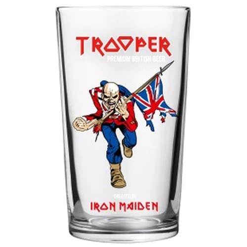 Iron Maiden Trooper Bierglas | Pint bis Krempe 590 ml Glas | Nukleiertes Bierglas | Offizielles Merchandise-Produkt | Perfekt für Ihre Hausbar oder Mancave | 1 Glas von GarageBar