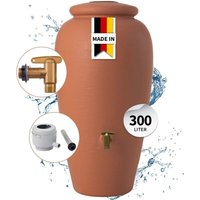 Amphore Komplett-Set 300 Liter terrakotta inkl. Kunststoff-Auslaufhahn und Fallrohranschluss - Garantia von Garantia
