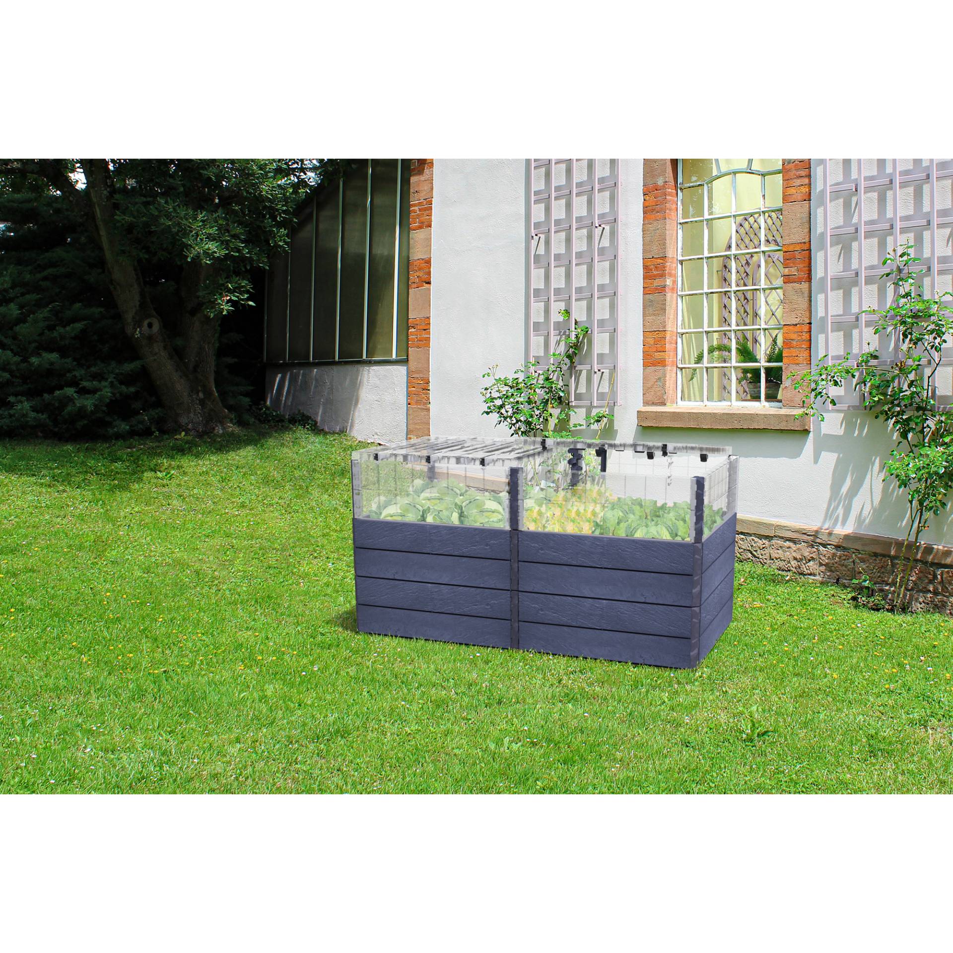 GARANTIA Hochbeet 'Ergo Quadro TurboPlus 2L 80 Stone'  anthrazit 160 x 80 x 80 cm von Garantia