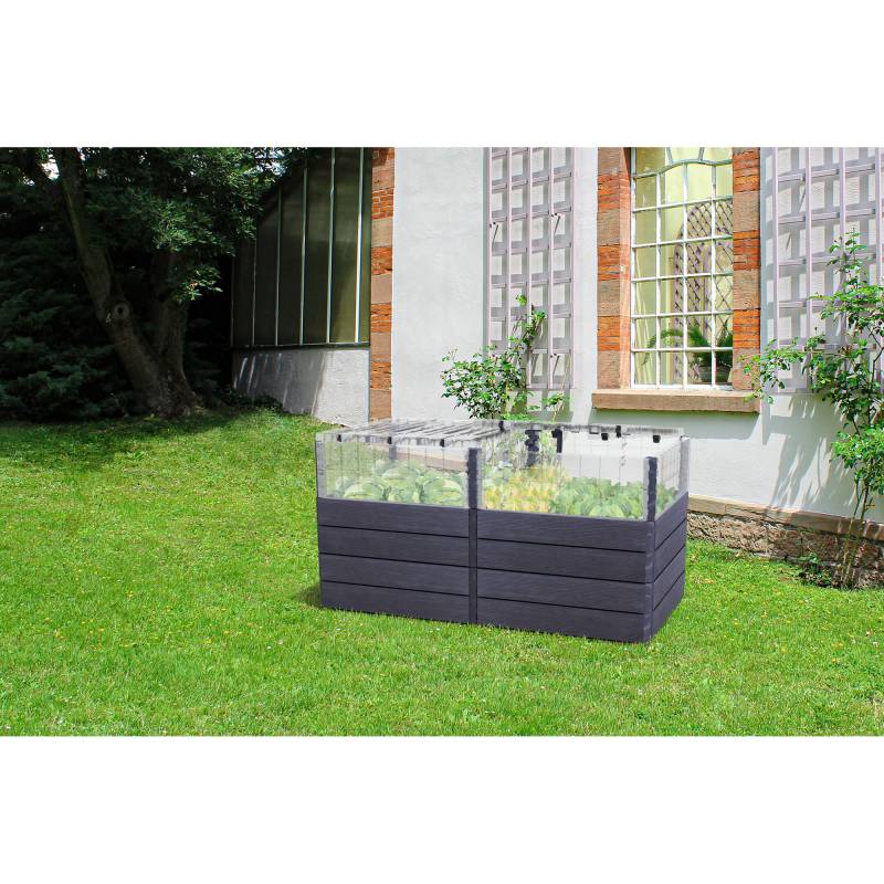 GARANTIA Hochbeet 'Ergo Quadro TurboPlus 2L 80 Wood'  anthrazit/braun 160 x 80 x 80 cm von Garantia