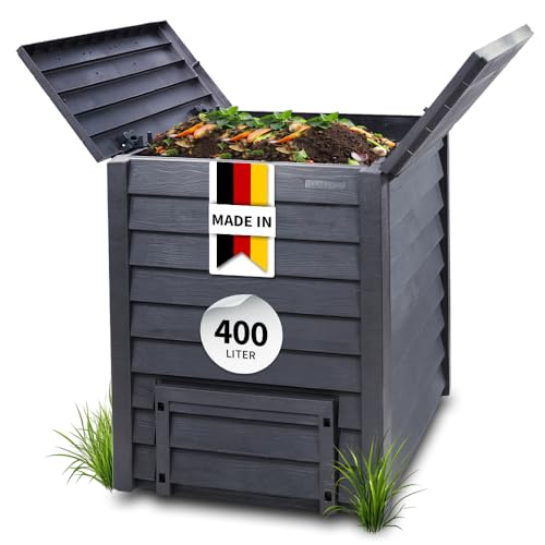GARANTIA Thermo-Wood Komposter 400 Liter anthrazit-braun - Komposter Garten, Schnellkomposter, Abfall & Recycling, Biomüll, Komposteimer, Garten Zubehör, Kompost, Thermokomposter, Garten, Compost Bin von Garantia