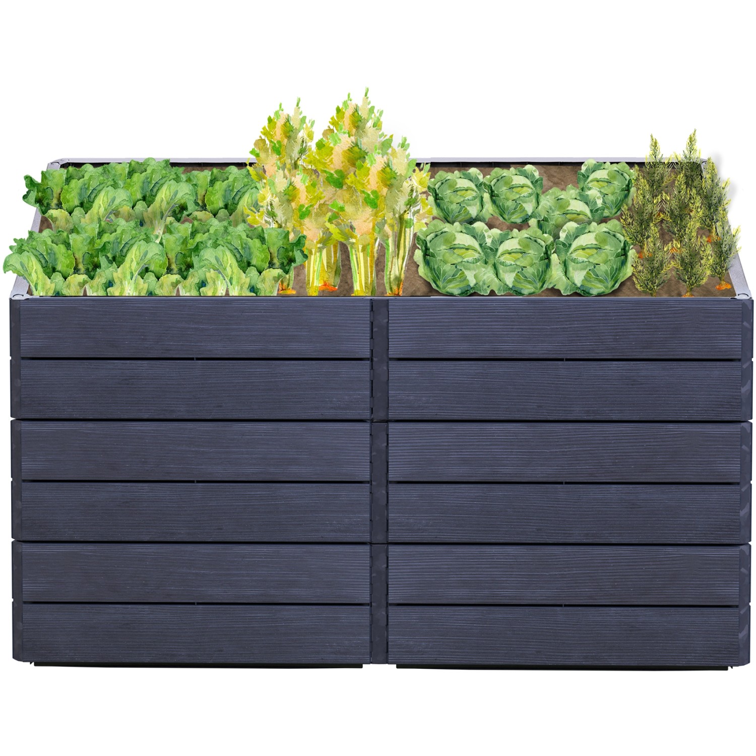 Garantia Hochbeet-System 2 L Ergo Quadro 75 cm x 160 cm x 80 cm Wood von Garantia